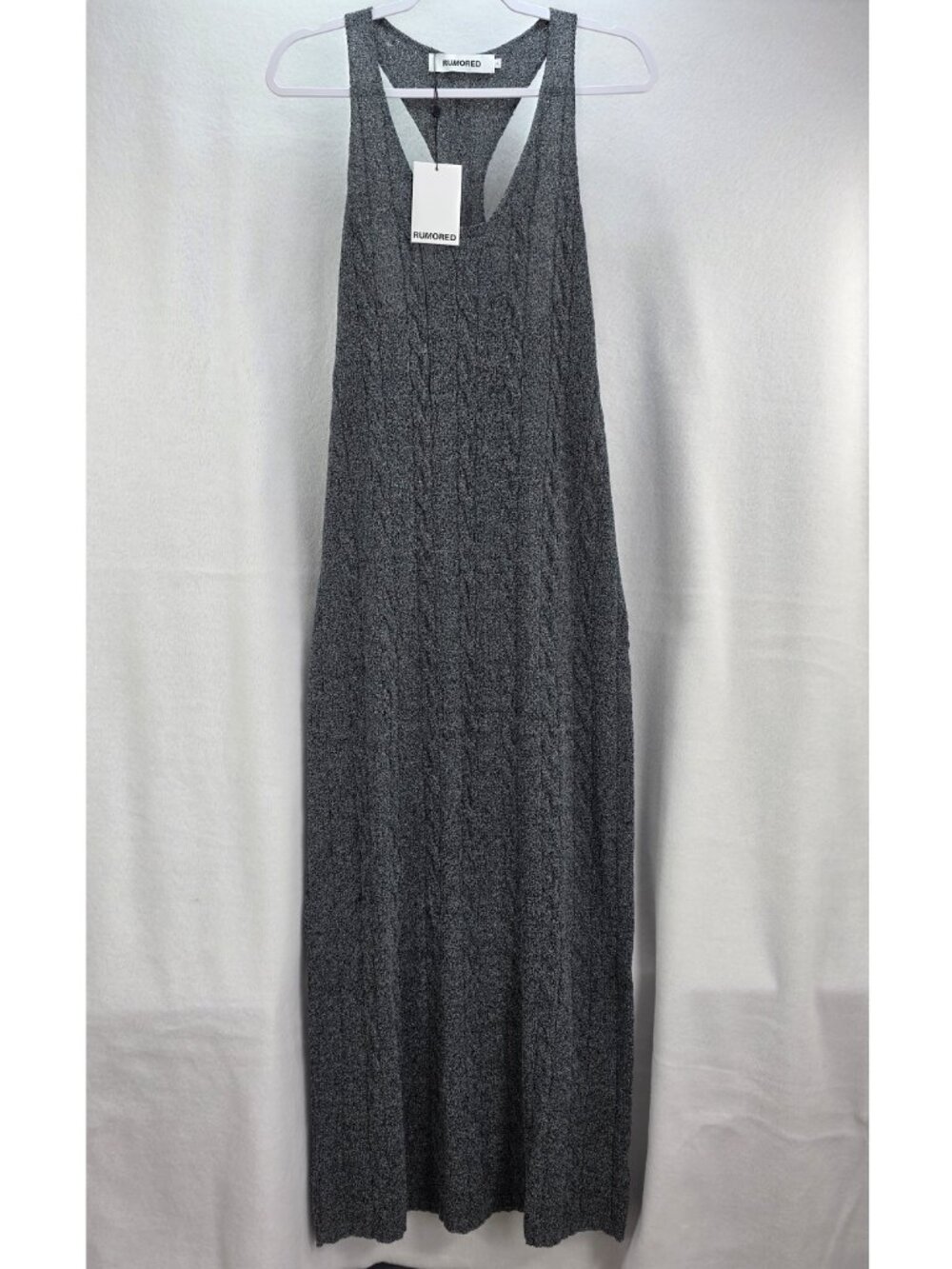 Rumored Lakeville Maxi Dress Size Lg Smoke Heather Gray Knit Racerback NWT - Picture 2 of 7